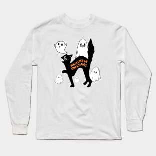 BLACK KITTEN HALLOWEEN GREETINGS Long Sleeve T-Shirt